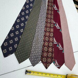 6 Silk Tie Bundle of Traditional Designs by Burberry and Halston